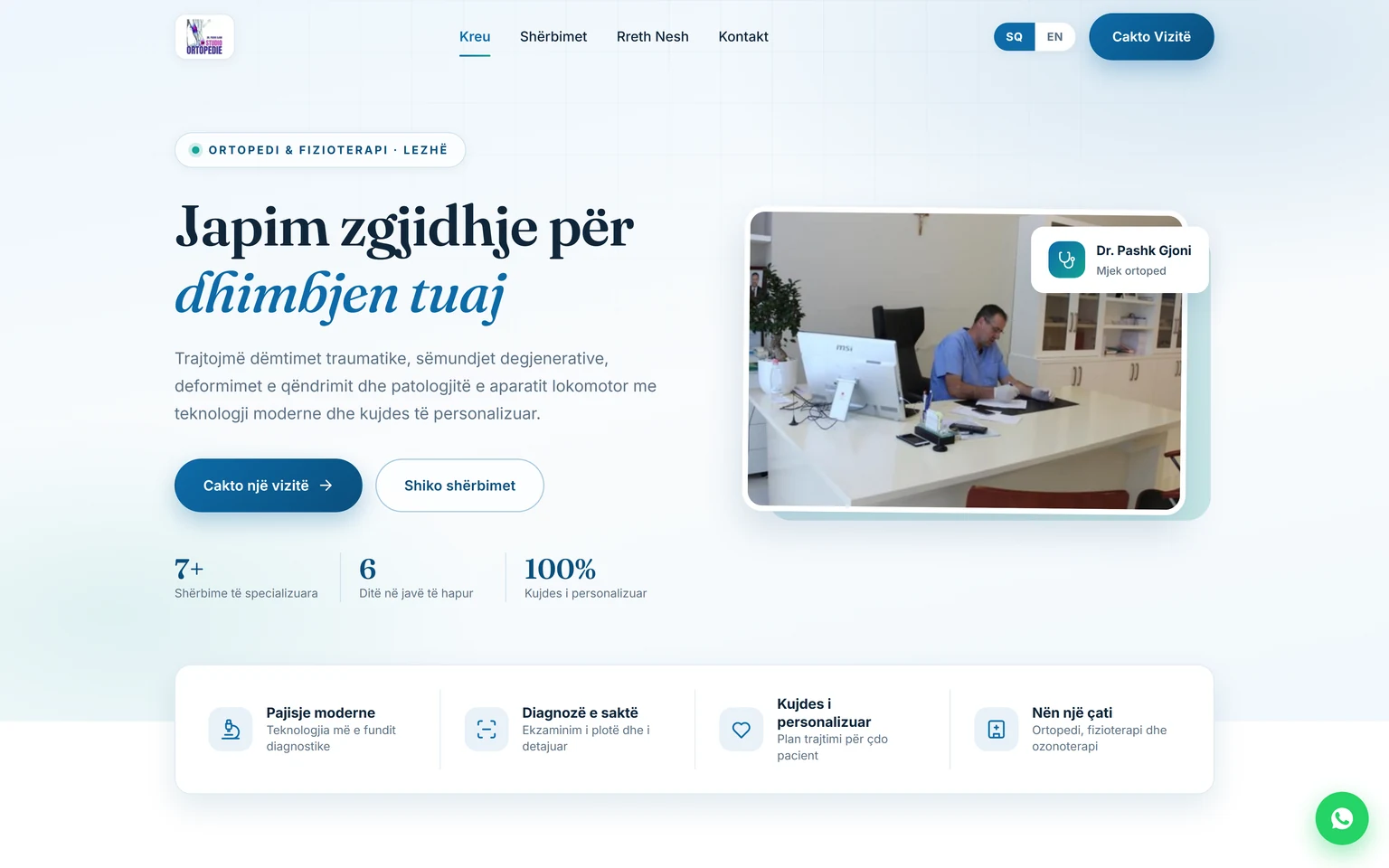 Bilingual clinic website for Dr. Pashk Gjoni Orthopedic Studio in Lezhë, built by Star Digital